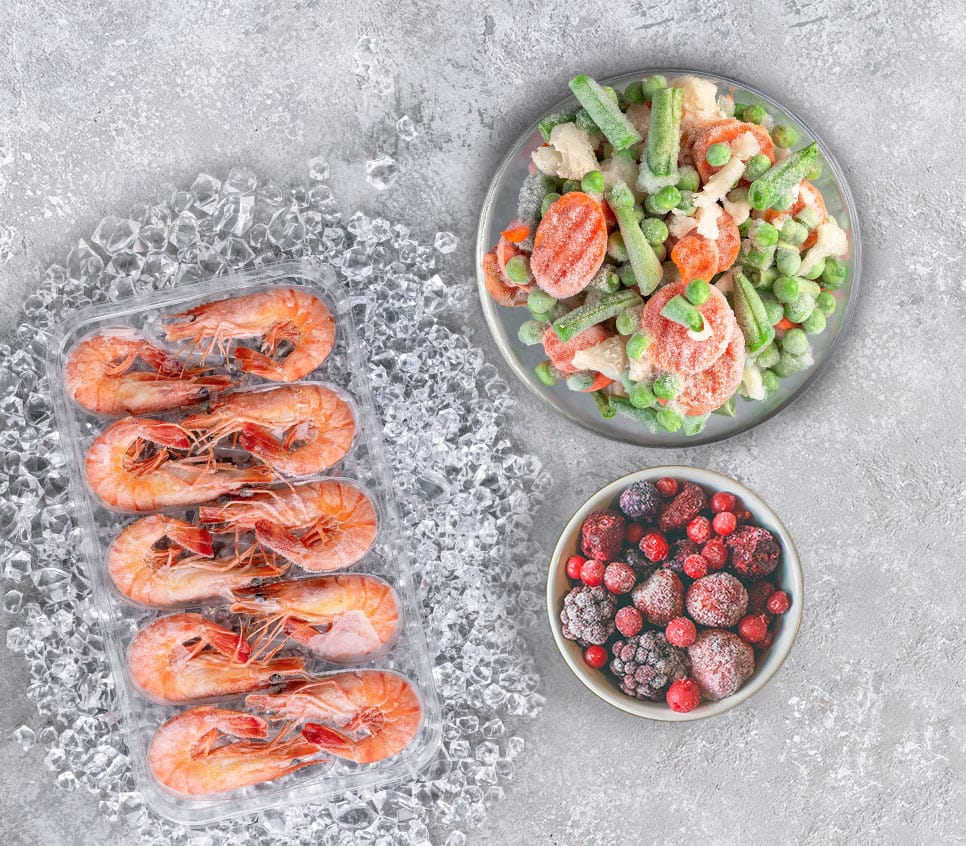 Κατεψυγμένα θαλασσινά, λαχανικά και φρούτα για τροφοδοσία καταστημάτων