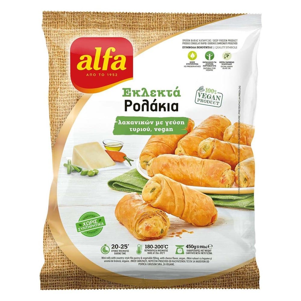 ALFA ΡΟΛΑΚΙΑ ΛΑΧΑΝΙΚΩΝ ΜΕ ΤΥΡΙ VEGAN 450gr.