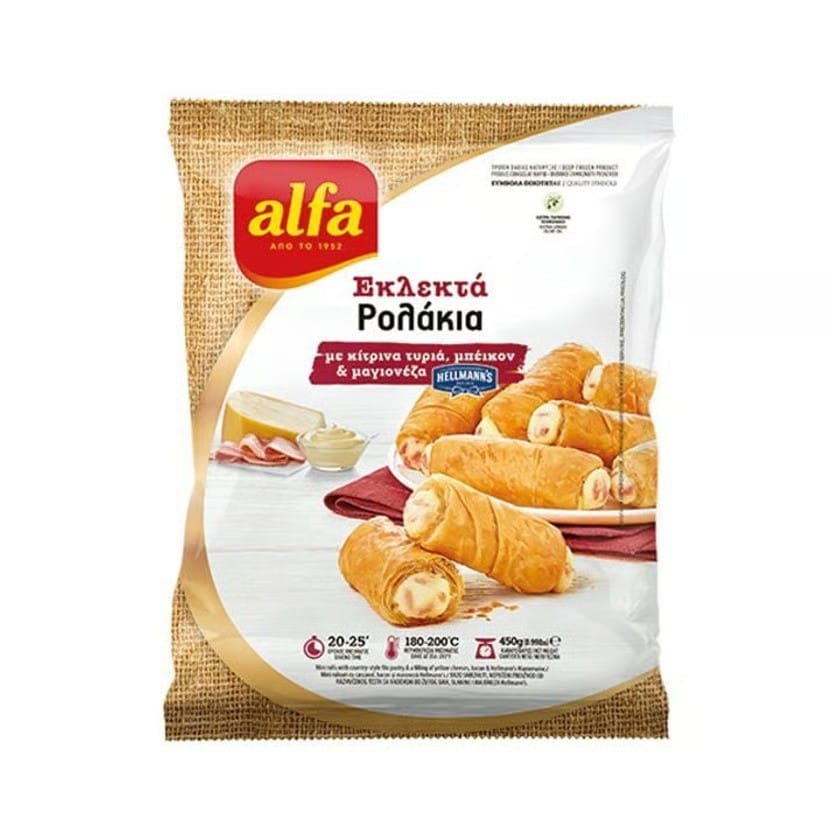 ALFA ΡΟΛΑΚΙΑ ΜΕ ΤΥΡΙΑ/ΜΠΕΪΚΟΝ/ΜΑΓΙΟΝΕΖΑ 450gr.